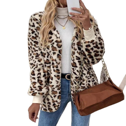 Manteau à Imprimé Léopard en Fausse Fourrure – Élégance et Confort Tendance