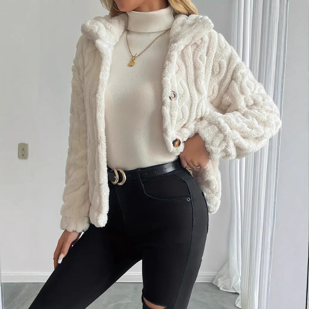 Veste Torsadée Douce à Boutons Élégants