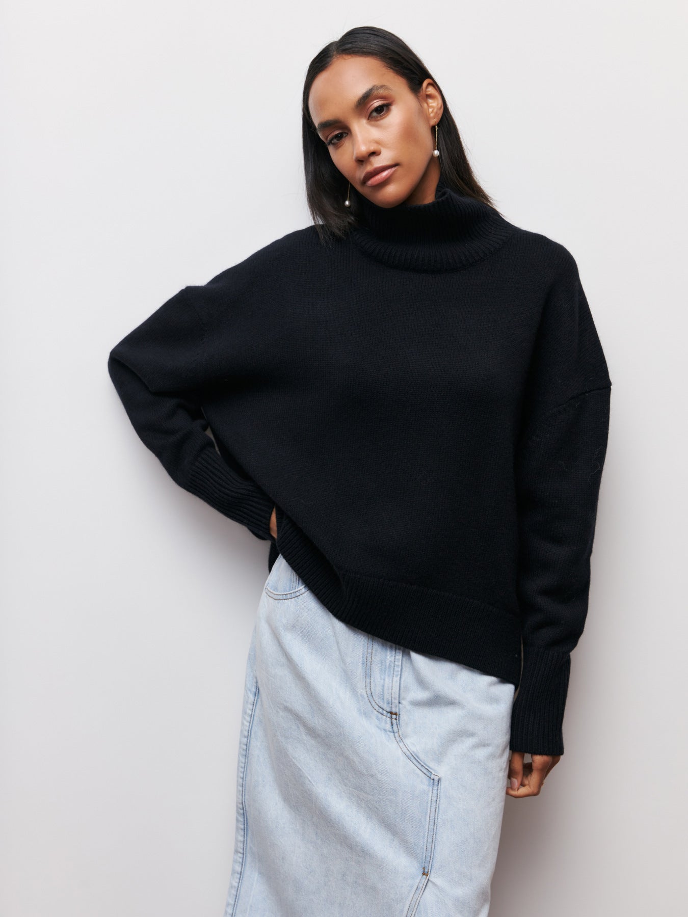 Pull à Col Roulé Oversize en Maille Douce