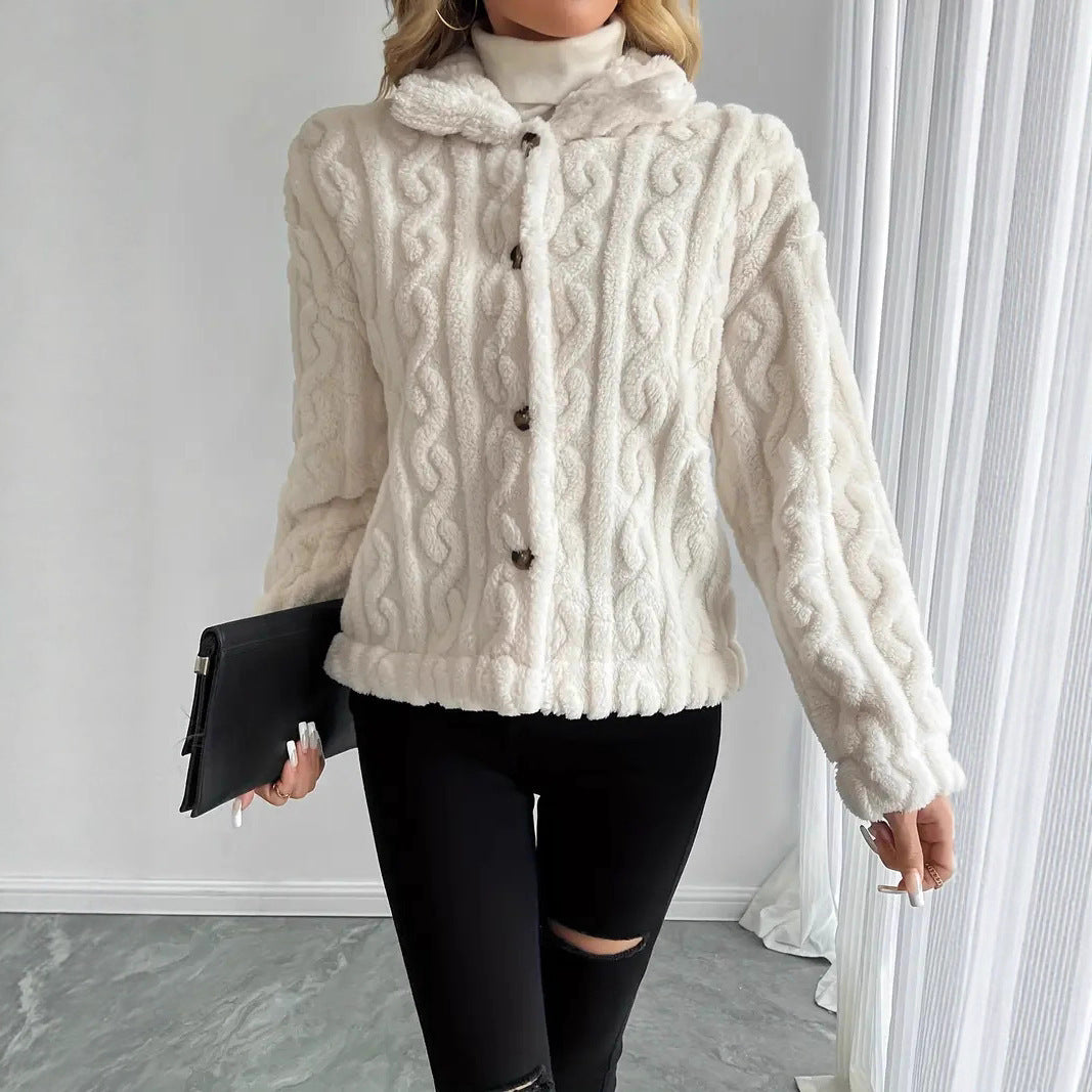 Veste Torsadée Douce à Boutons Élégants