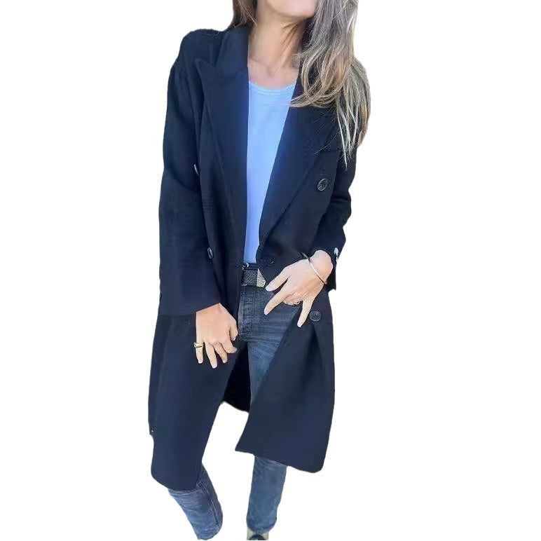 Manteau long à double boutonnage – Élégance chic et intemporelle