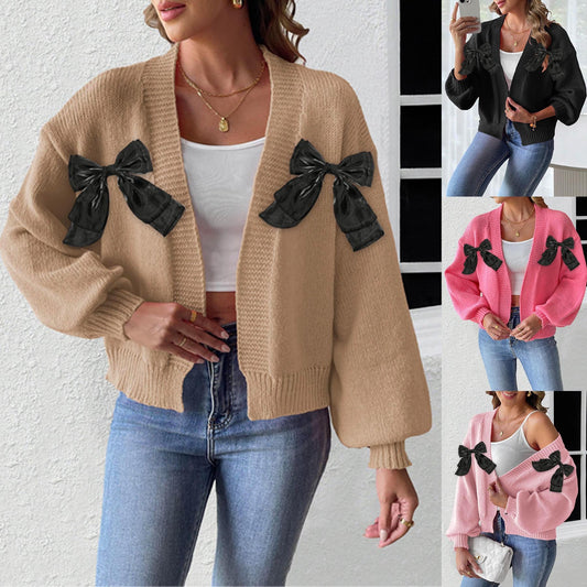 Cardigan en maille avec nœuds décoratifs